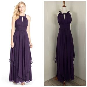 Eliza J Jeweled Neck Sleeveless Midi Dress
